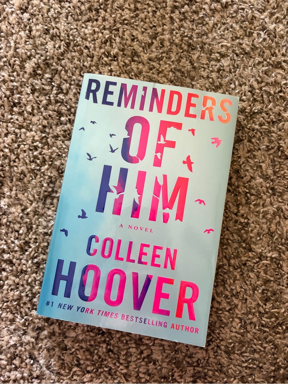 Reminders of Him by Colleen Hoover - Turquoise & Pink Hardcover Novel